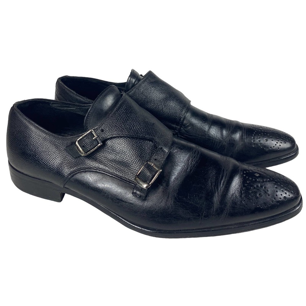 Le Bottier Depuis 1965 Mens SZ 45 US11 Black Shoes all Leather buckle Monk Strap